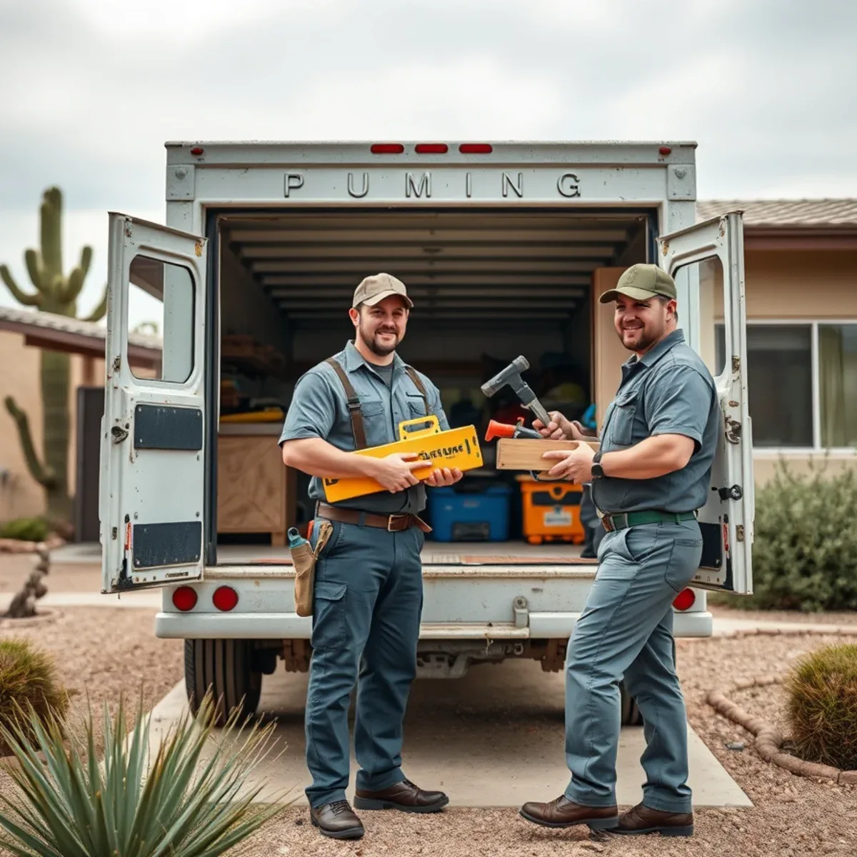 Independent family-owned plumbing truck parked outside a home in Apache Junction, AZ