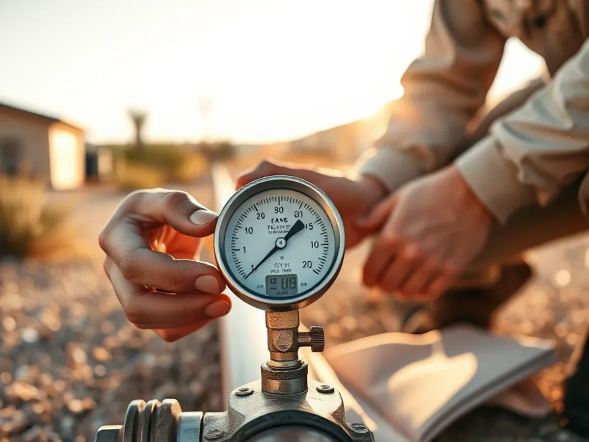 Gas line pressure test gauge on a newly repaired line in Apache Junction