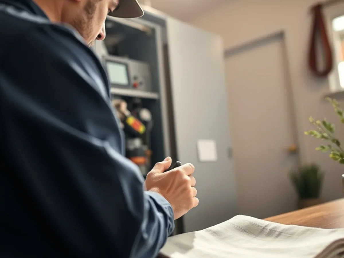 Technician servicing a gas furnace in an Apache Junction home
