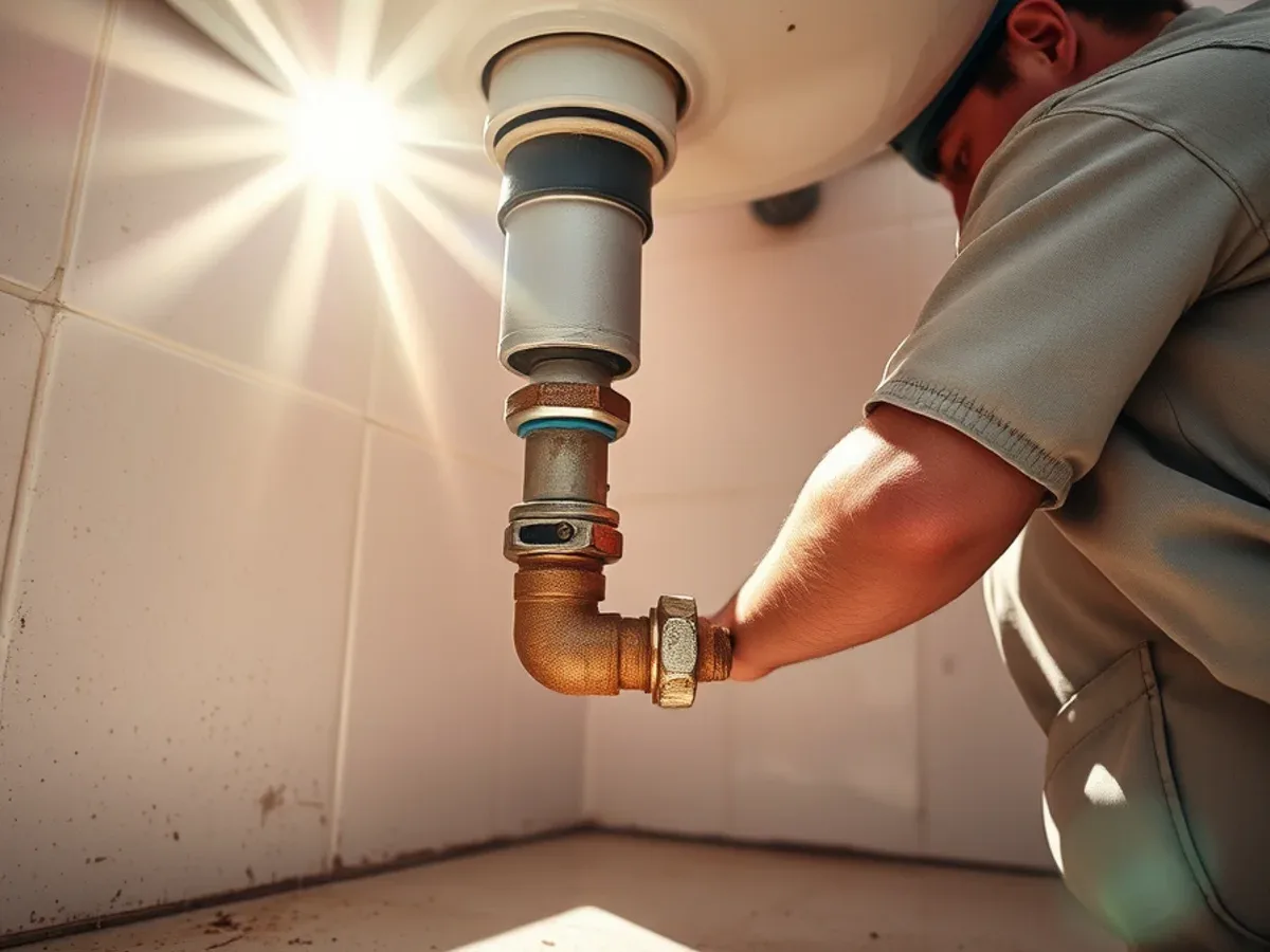 Corroded angle stop and supply line under a bathroom sink