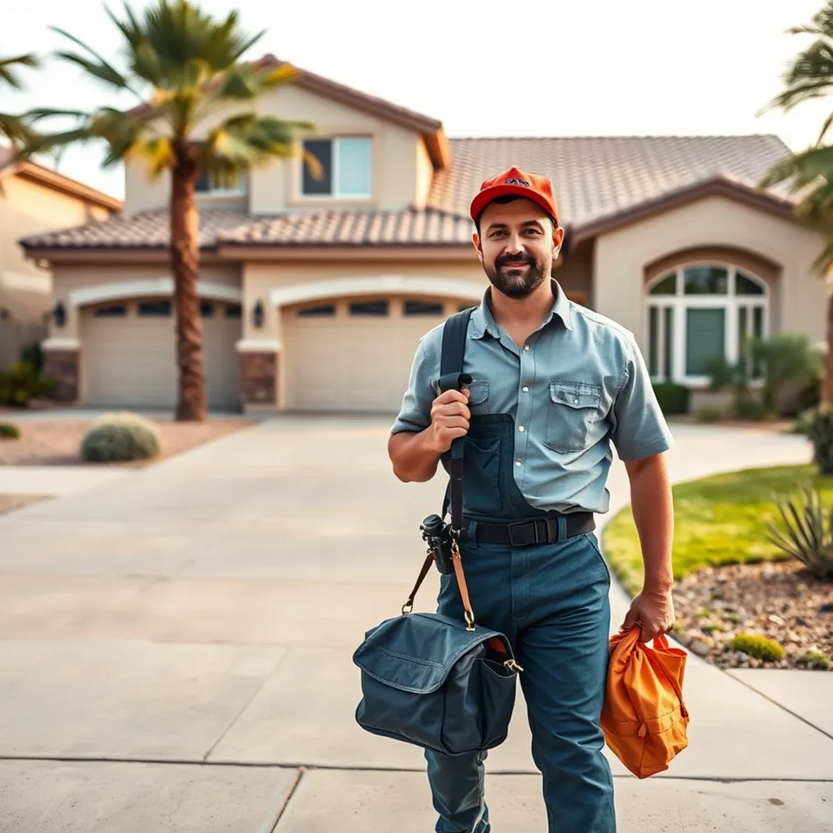 Plumber installing a whole-home water filtration system at a Gilbert, AZ residence