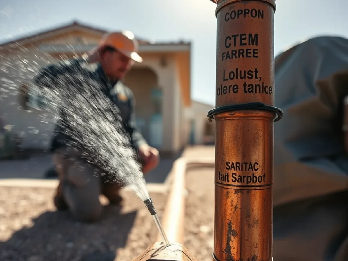 Pinhole leak spraying from a corroded copper supply line