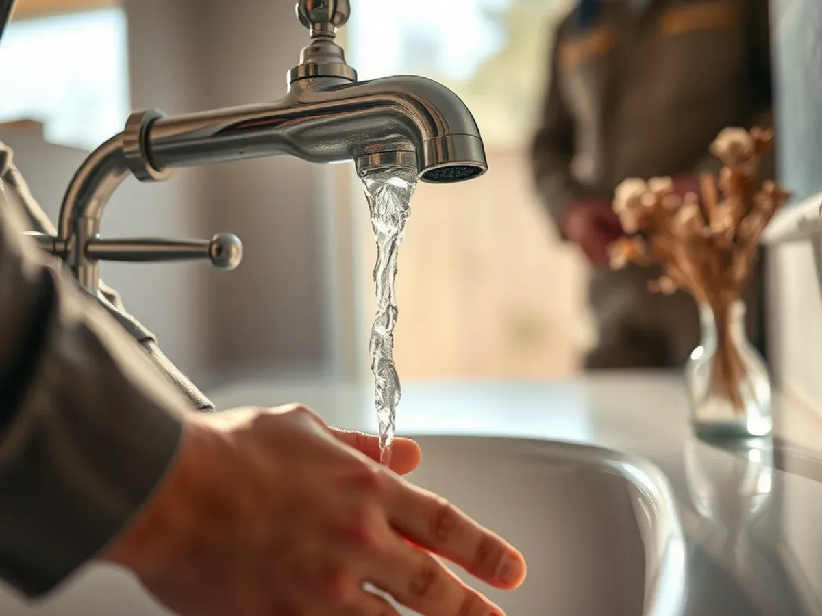 Weak flow from a bathroom faucet indicating fading water pressure