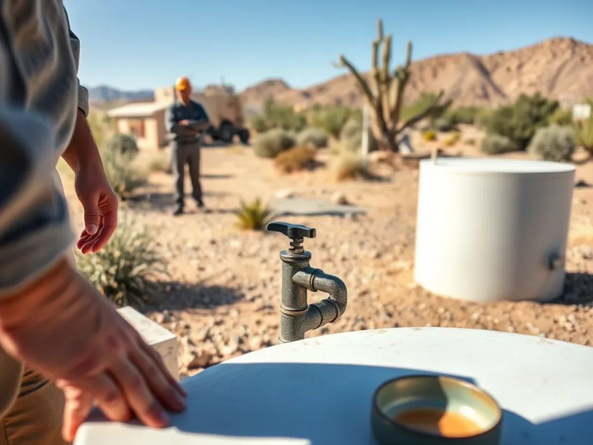 Private well head and pressure tank on the eastern edge of the Superstitions