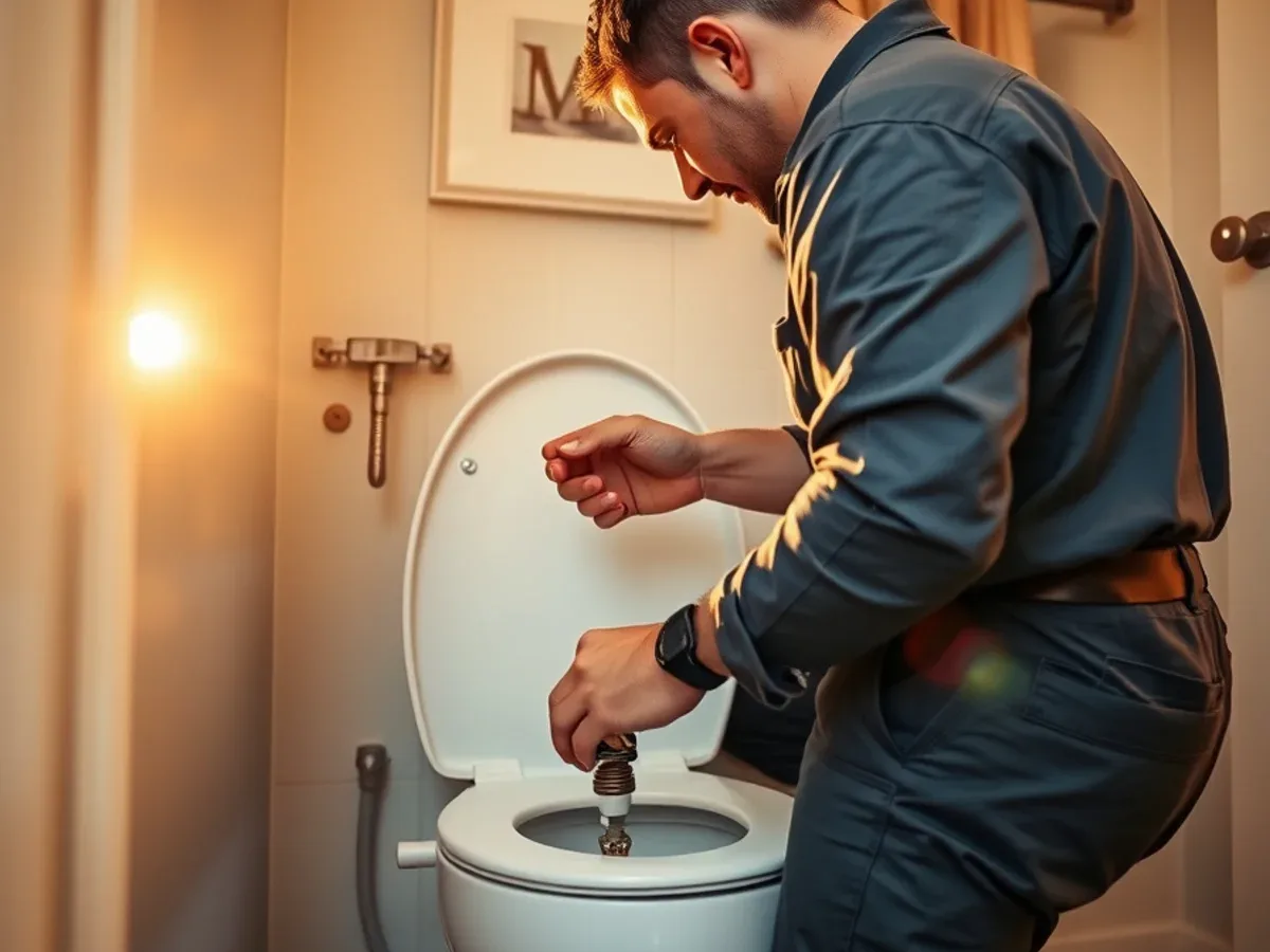 Plumber replacing a toilet fill valve and flapper in an Apache Junction bathroom