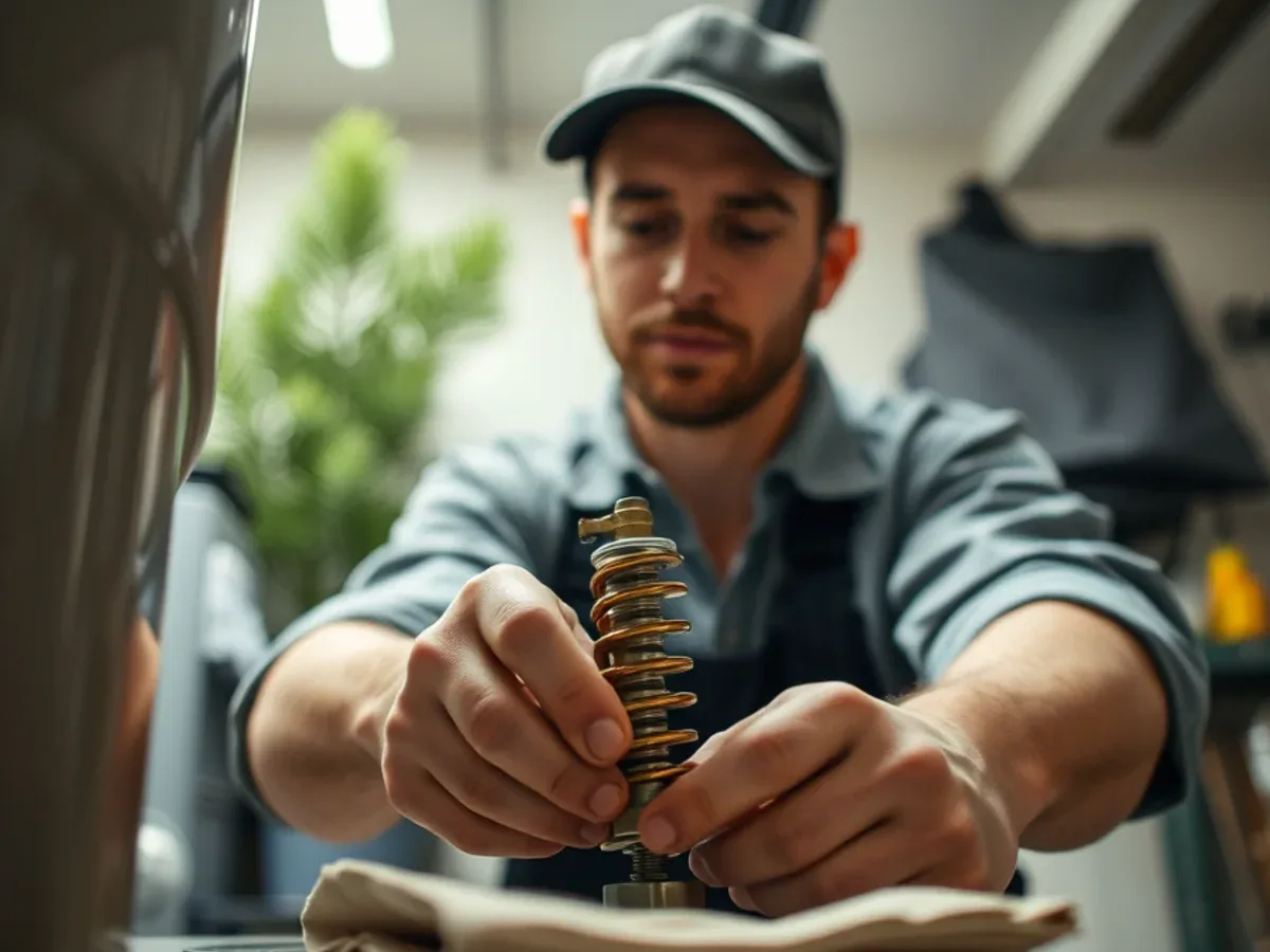 Plumber testing a water heater heating element in an Apache Junction garage