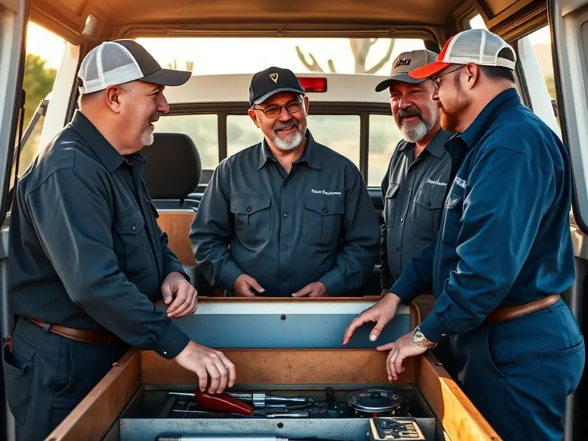 The AllStar Home Services team of three plumbers working together at a job site in Apache Junction, AZ